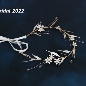 Golden leaf Wedding hair vine ,Bridal Tiara,wedding Headpiece with gold Flower ,Bridal leaf crown ,Bridal headpiece - Greek hair accessory