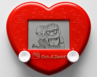 Ellie and Carl Up Pixar signed Etch A Sketch art print (pick your size!)