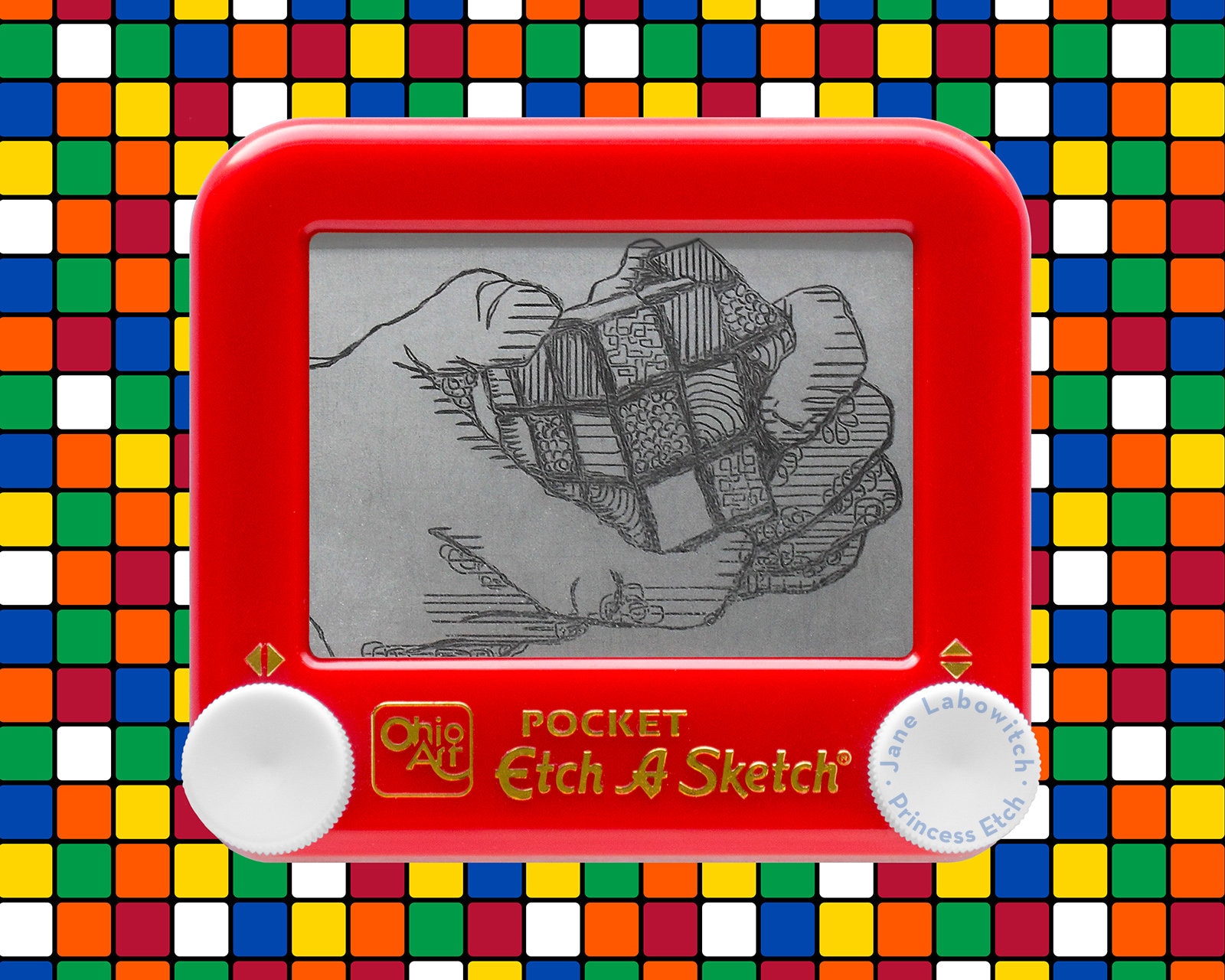 Rubiks Cube Signed Etch A Sketch Art Print pick Your Size 