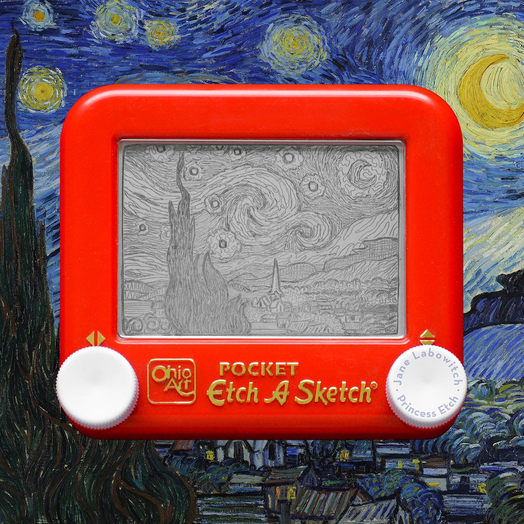 Van Gogh Starry Night Signed Etch A Sketch Art Print pick Your