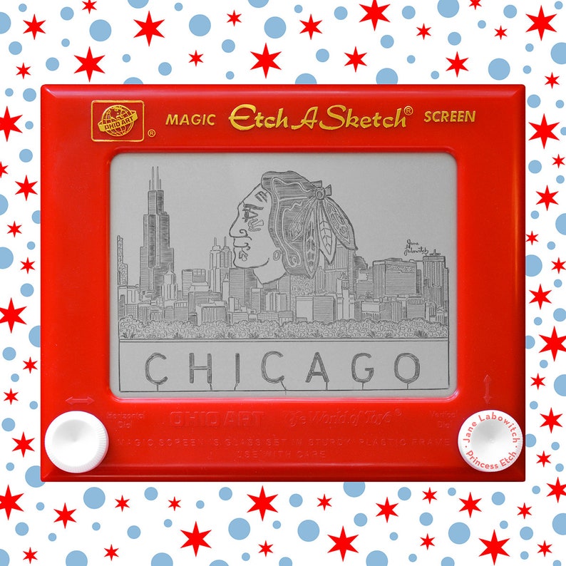 Custom Etch A Sketch art Skyline Cityscape Landscape message me your city, pick a size image 4