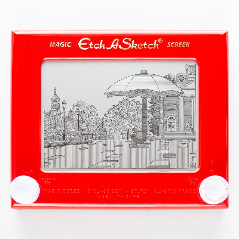 Custom Etch A Sketch art Skyline Cityscape Landscape message me your city, pick a size image 1