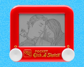 Benutzerdefinierte Doubles Etch A Sketch Kunst Porträt (2 Fächer) | Dauerhaft & Konserviert | einzigartig geek nerd nostalgische retro dekoration