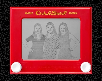 Benutzerdefinierte Triples Etch A Sketch Kunst Porträt (3 Themen) | Dauerhaft & Konserviert | einzigartig geek nerd nostalgische retro dekoration