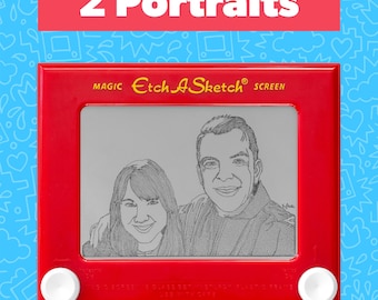 Custom Double Etch A Sketch Portrait: Nostalgische Retro Kunst (2 Motive, permanent und für immer konserviert)