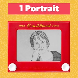 Custom Single Etch A Sketch Portrait: Nostalgic Retro Art (1 subject, Permanent & Preserved Forever)