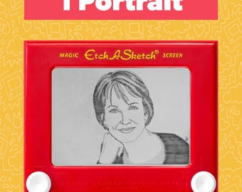 Custom Single Etch A Sketch Portrait: Nostalgische Retro Kunst (1 Motiv, permanent & für immer konserviert)