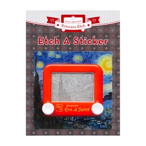 Van Gogh Etch A Sketch Art Sticker: Starry Night