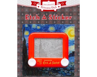 Van Gogh Etch A Sketch Art Sticker: Sternenklare Nacht