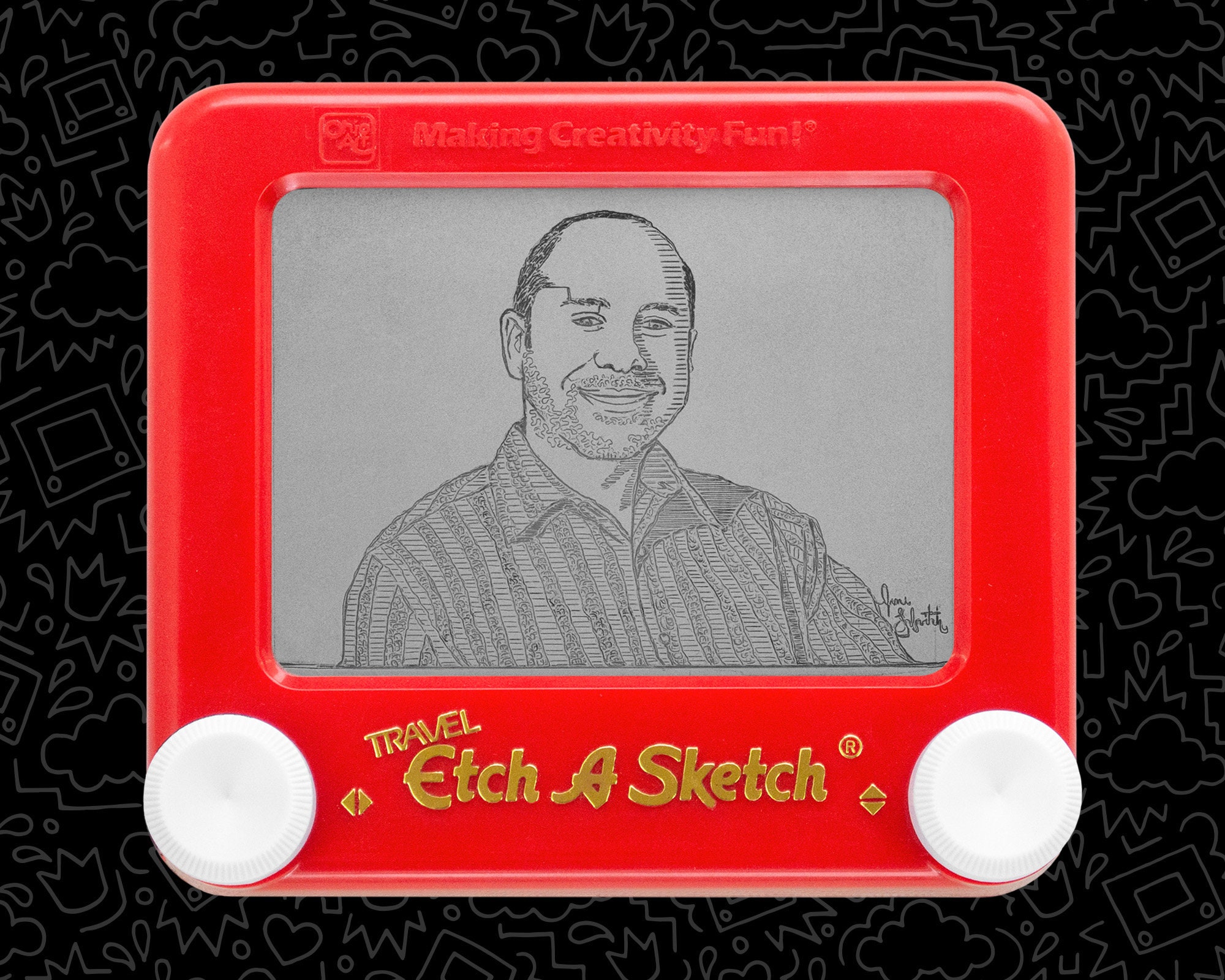 Custom Travel Single Etch A Sketch Art Portrait Unique Geek