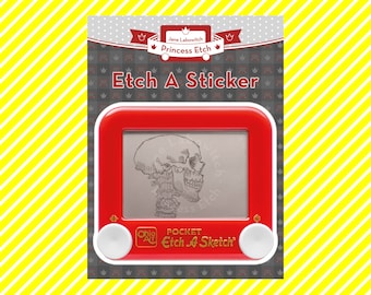 Schädel Etch eine Skizze sterben geschnitten Aufkleber | Skelett | Anatomische Kunst | Schädel-Kunst | Halloween Spoopy Aufkleber