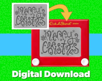Frohe Weihnachten Etch A Sketch Abziehbild: Digitaler Download
