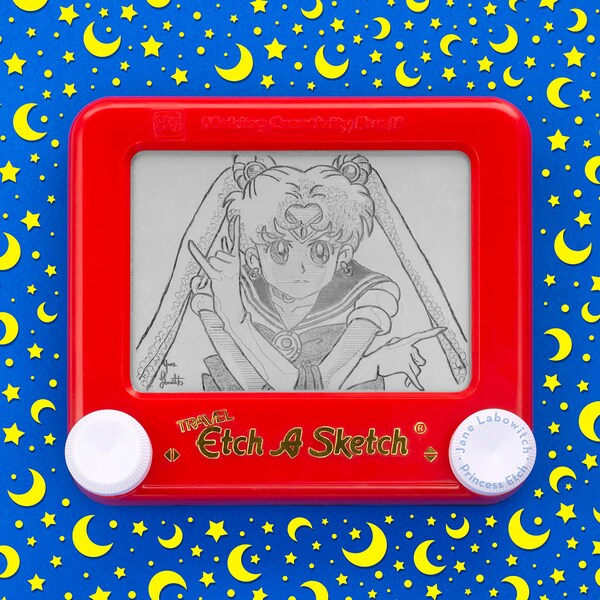 Sailor Moon signed Etch A Sketch art print (pick your size!) | Magical Girl | Mahou Shoujo | Retro art