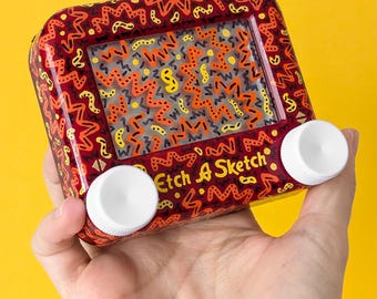 Zick-Zack-Gekritzel | Etch A Sketch Gekritzelskulptur | erschwingliche Originalkunst