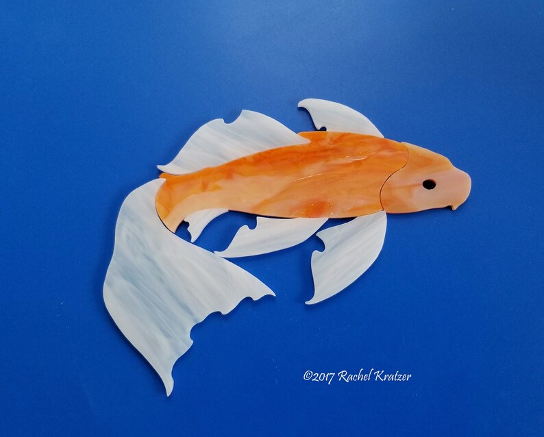 Stained Glass Kit KOI FISH Precut Craft Mosaic Inlay Garden Etsy