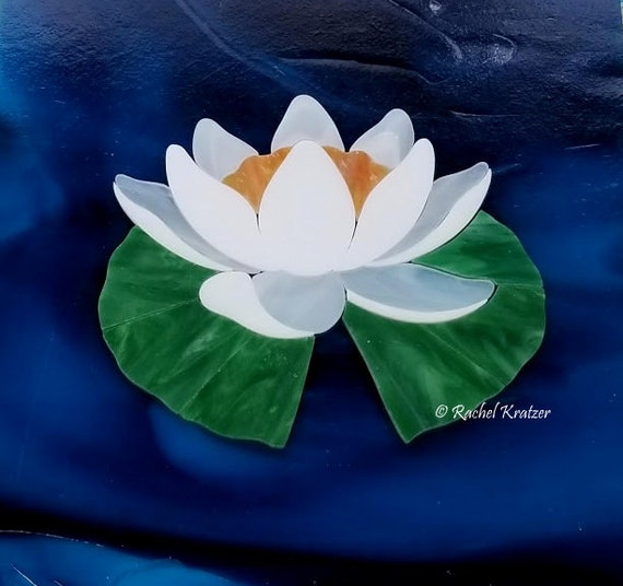 Precut Stained Glass Water Lily Mosaic Supply Kit Lotus Flower Etsy