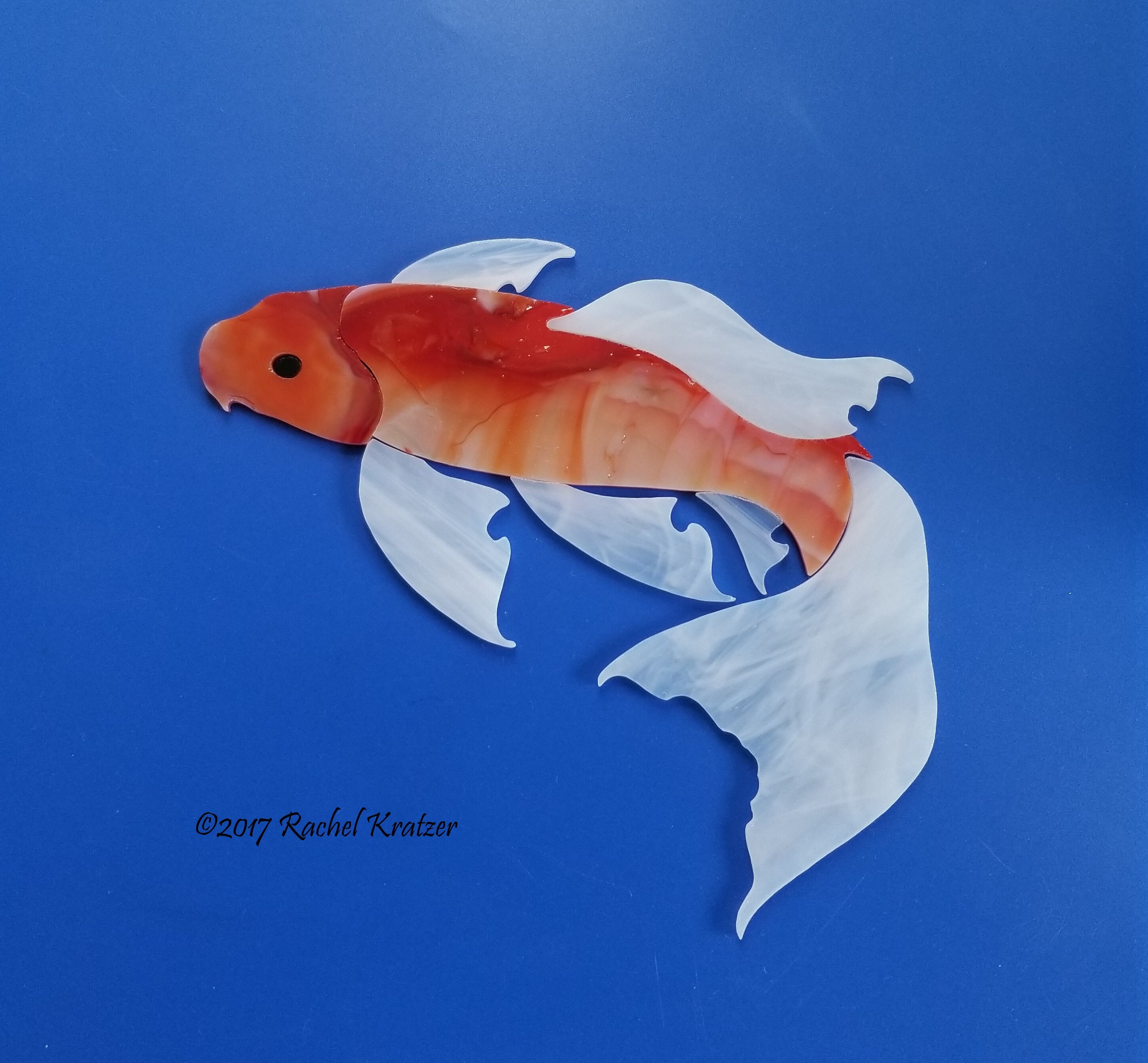 Koi Fish Precut Stained Glass Kit Craft Mosaic Inlay Jardín Etsy