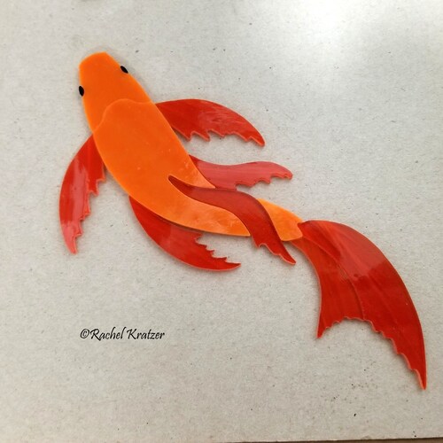 Koi Fish Precut Stained Glass Craft Kit Art Mosaic Inlay Etsy