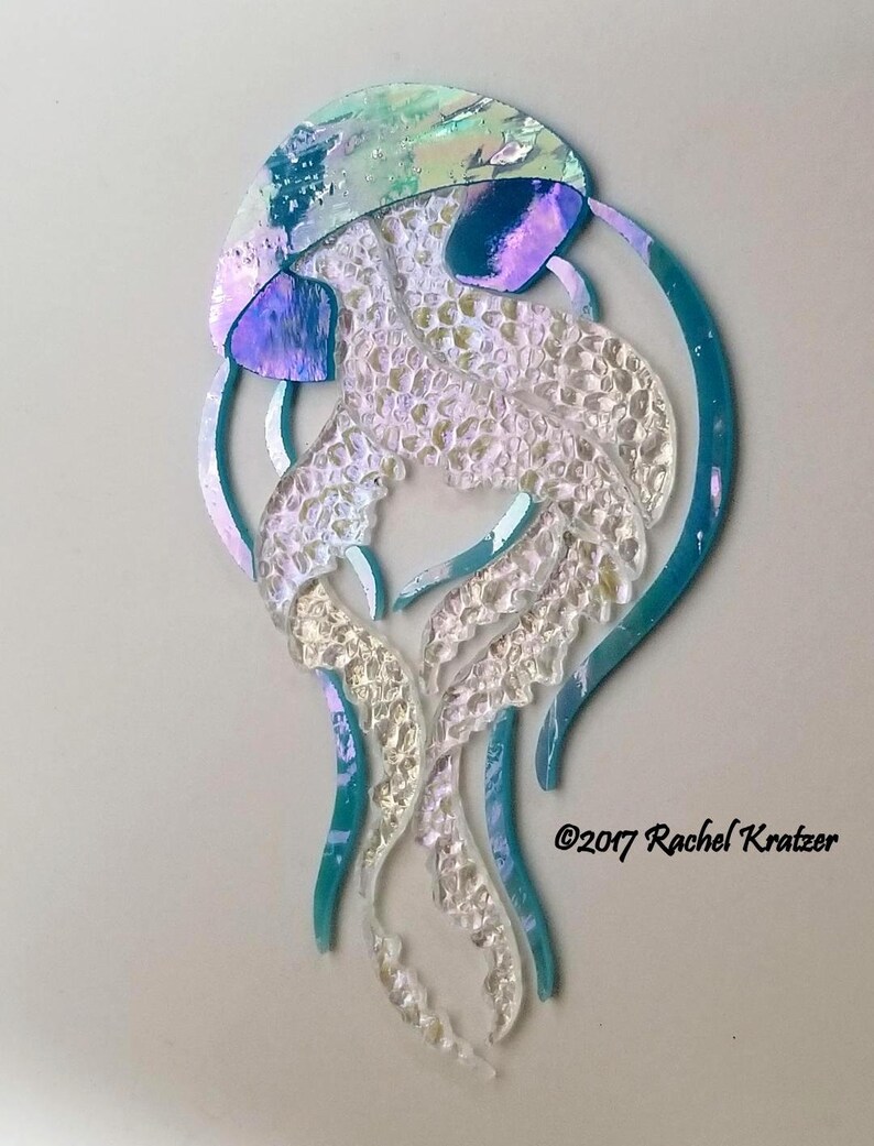 Stained Glass Kit JELLYFISH Precut Art Iridescent Seascape Etsy