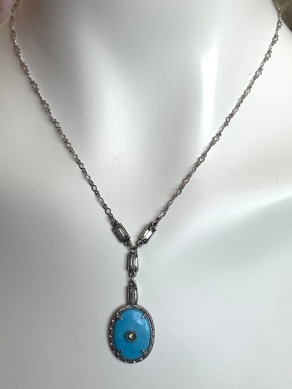 Art Deco Robin Egg Blue Camphor Necklace