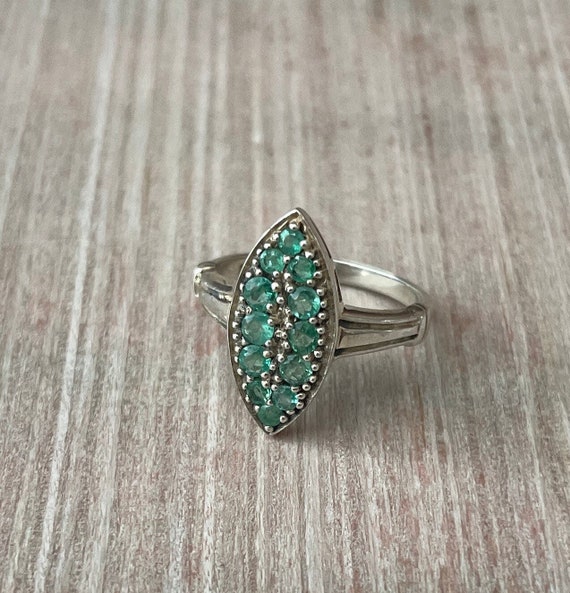Vintage Marquise Colombian Emerald Cluster Ring