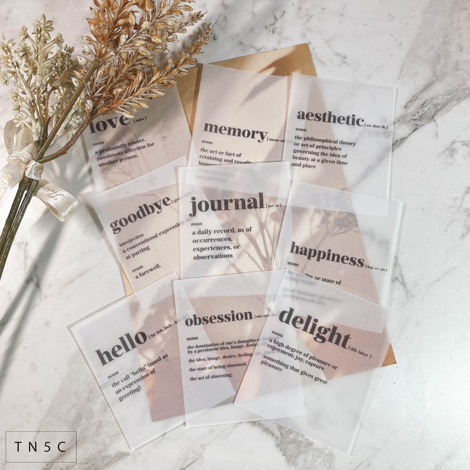 Words Vellum Inserts saying Definitions Quotes Ephemera Etsy