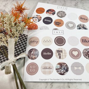Cafe Round/Circle Pattern Planner Diecut Stickers (Kisscut, Essentials, Romantic, Matte, Gloss, latte, espresso)