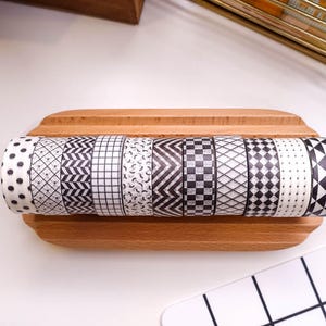 Black and White Washi Tape (monochrome, pattern, masking tape)