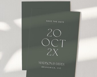 Save-The-Date-sjabloon, Save the Date-bruiloft, Minimal Saved The Dates, Kondig trouwkaart aan, Instant Download afdrukbare bruiloft, JADE SET