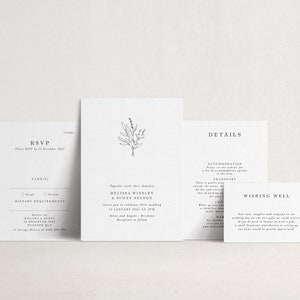 Florale Hochzeitseinladung, Hochzeitseinladung zur rustikalen Hochzeit, Einladungsvorlage für Boho Hochzeit, Bouquet Hochzeitseinladung Set