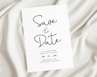 Modern Save the Date Template, Save the Date Card for Minimalist Wedding, Printable Wedding Announcement, Invitation Set,  Love Always Set