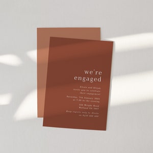 Terracotta Modern Engagement Invitation, Boho Invitation for Engagement Party, Minimalist Printable Template, Clay Set