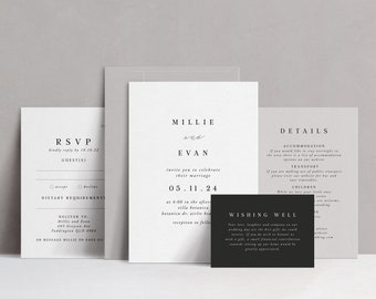 Wedding Invitation for Modern Wedding, Wedding Invite for Minimalist Wedding, Printable Editable Invites Template, I Do Invitation Set