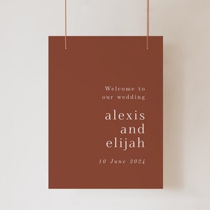 Terracotta Wedding Welcome Sign Template, Modern Wedding Sign for Boho Wedding, Minimalist Wedding Reception Sign, Clay Set