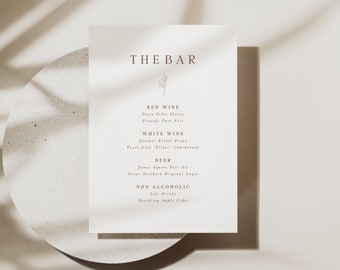 Drankenmenu voor Boho Wedding, barmenu voor rustieke bruiloft, afdrukbaar drankenbord, bewerkbaar huwelijksmenu voor bar, verliefde set