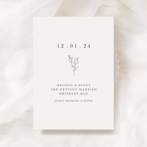 Florale Save the Date Vorlage, Hochzeitsankündigung zur rustikalen Hochzeit, Minimalistische Boho Save the Date Karte, Bouquet Set