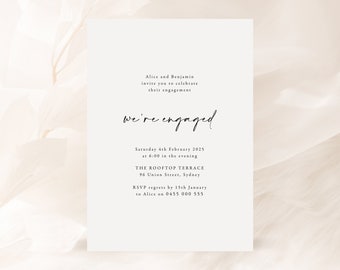 Modern Engagement Invite Template, Minimalist Engagement Card, Simple Engagement Invitation Printable, Editable Template, Scripted Set