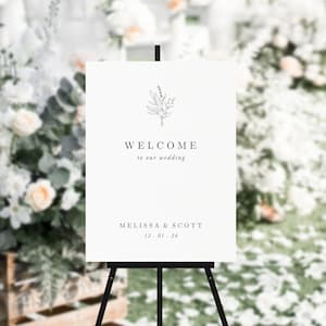 Floral Wedding Welcome Sign Template, Wedding Sign for Boho Wedding, Printable Reception Sign for Minimalist Wedding, Bouquet Set