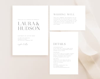 Wedding Invitation for Minimalist Wedding, Printable Invite for Modern Wedding, Editable Invitation Suite Template, Ever After Set