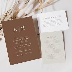 Modèle de mariage imprimable pour mariage boho, invitation de mariage pour mariage minimaliste, ensemble d’invitation en cuivre modifiable, ensemble d’invitation amoureux