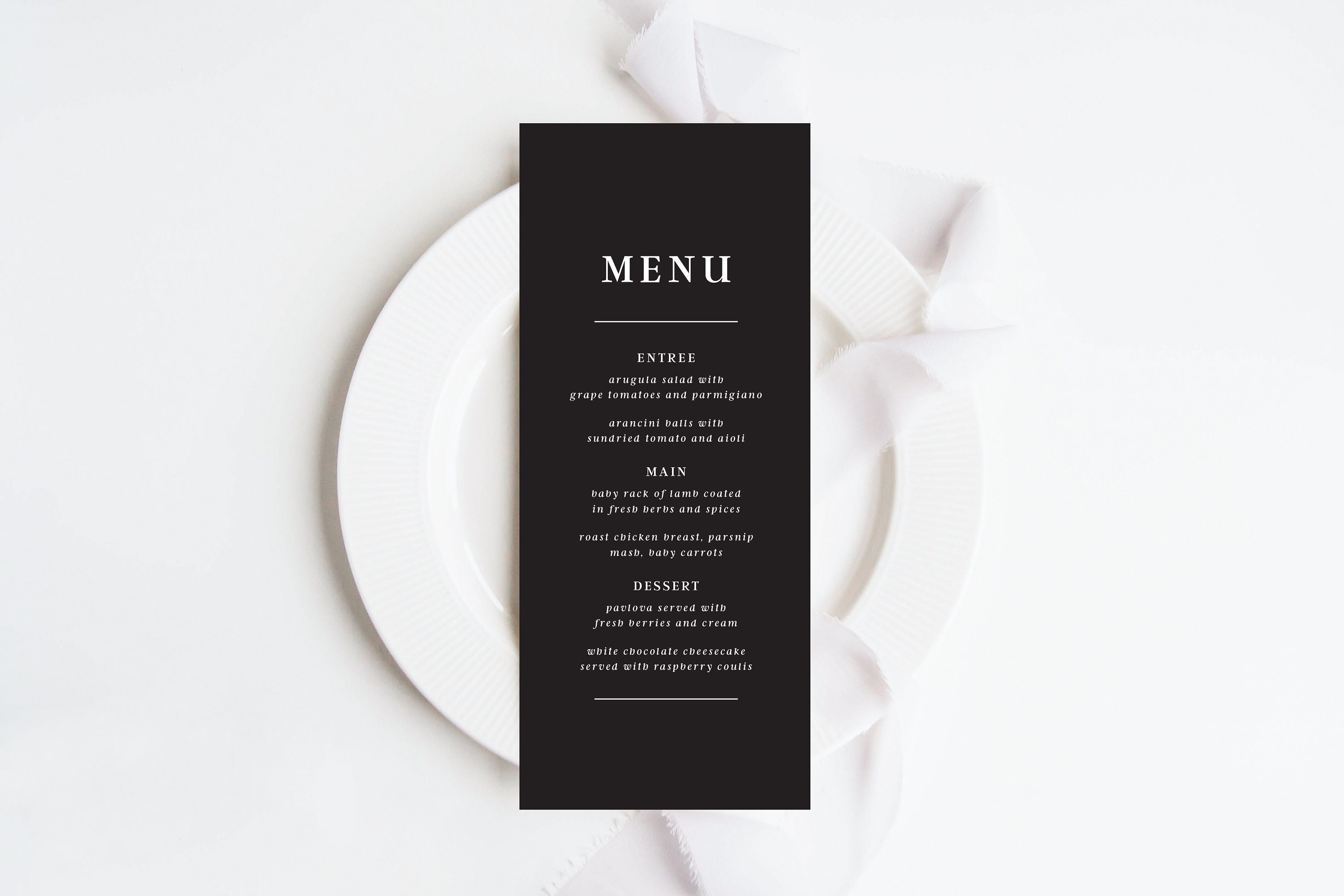 Modern Black Wedding Menu Template Minimalist Printable Etsy
