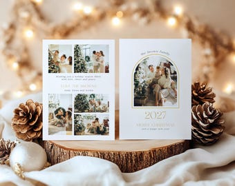 Kerstkaartsjabloon, foto familiekerstkaart, bewerkbare kerstkaarten, afdrukbaar kerstcadeau, direct downloaden