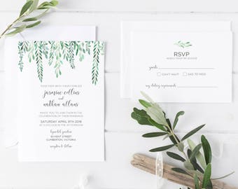 Wedding Invitations | Printable Wedding Invitation | Customised | Wedding Invitation | Wedding Invitation Set | Hanging Leaves Suite