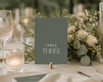 Modern Wed Table Number Template, Table Number for Wedding Table, Minimalist Wedding Templates, Green Wed Signs Instant Download, JADE SET