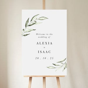 Greenery Wedding Welcome Sign, Watercolour, Printable Template, Wedding Signs, Olive Branch Set image 4