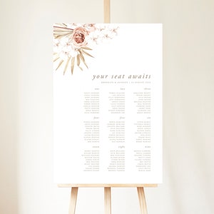 Boho Flowers Wedding Seating Plan, Seating Chart Template for Boho Wedding, Printable Table Seating, Wedding Signs, Boho Floral Set