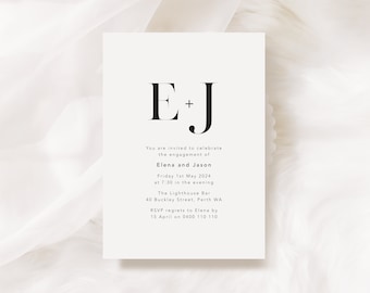 Modern Engagement Invitation Template, Engagement Party, Printable Invite, Minimalist, Lovely Set