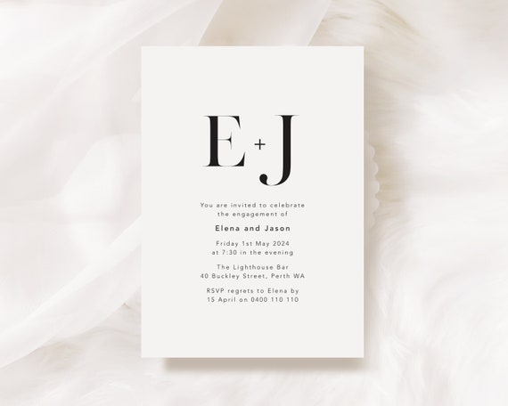 Modern Engagement Invitation Template, Engagement Party, Printable Invite, Minimalist, Lovely Set