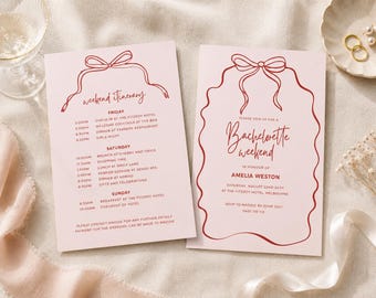 Bachelorette Invitation Pink Red, Bachelorette Weekend, Instant Download Invite Templates, Hens Party Invite, Printable Templates, EVIE