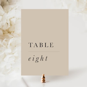 Beige Table Numbers Template, Modern Wedding Table Numbers, Minimalist Wedding Printables, Reception Table Decor, Adore Set